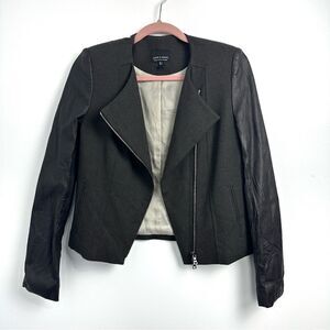 Judith & Charles Wool Blazer With Leather Sleeves Sz 4